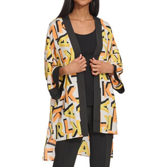 Karl Lagerfeld Tops - KARL LAGERFELD PARIS Printed Open-Front Kimono Jacket Sz XL
